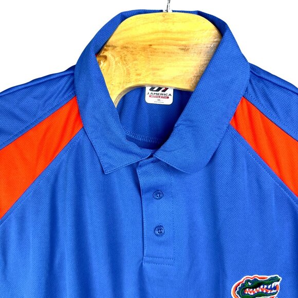 J. America Athletic Florida Gators Polo Shirt Mens XXL Blue & Orange Polyester - Picture 3 of 10